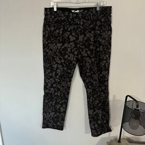 WHBM Gray Floral Printed Black Cropped Jeans Women's Size 14 w/ Pockets
